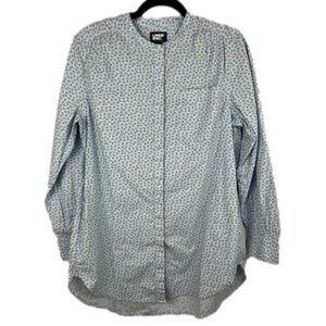 Lands’ End Blue Ditsy Floral Tunic Blouse with Side Pockets Large